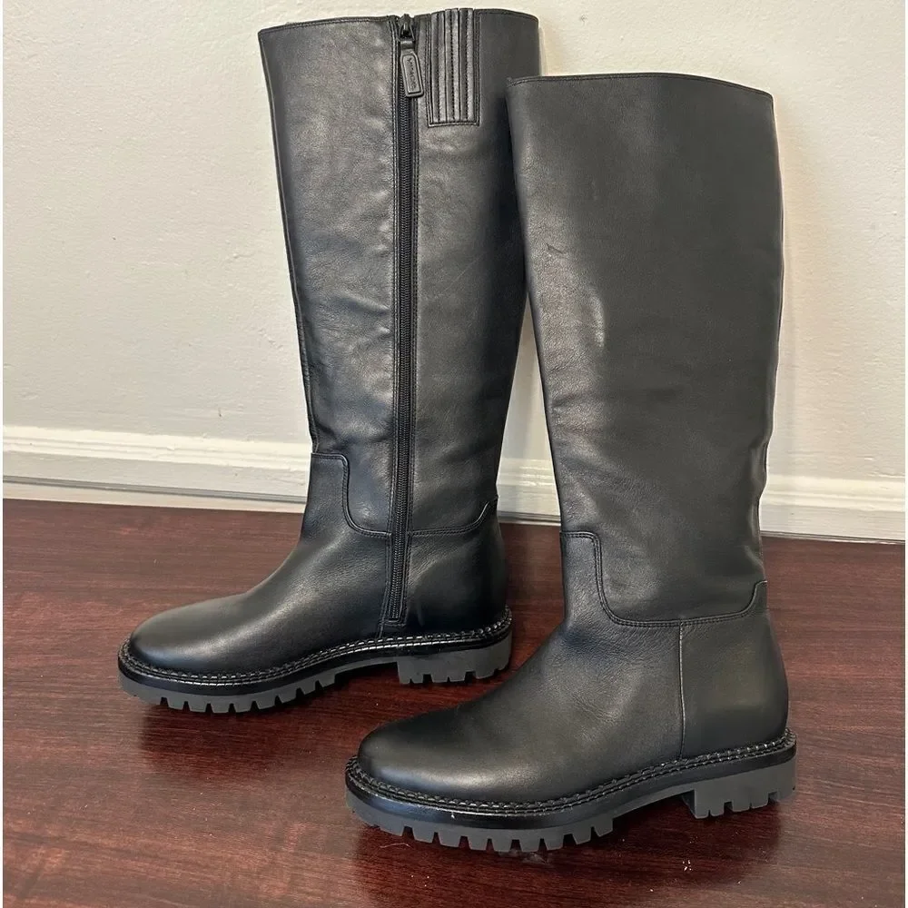 Vince Women’s top grain leather knee high boot in black Sz 6M NIB
